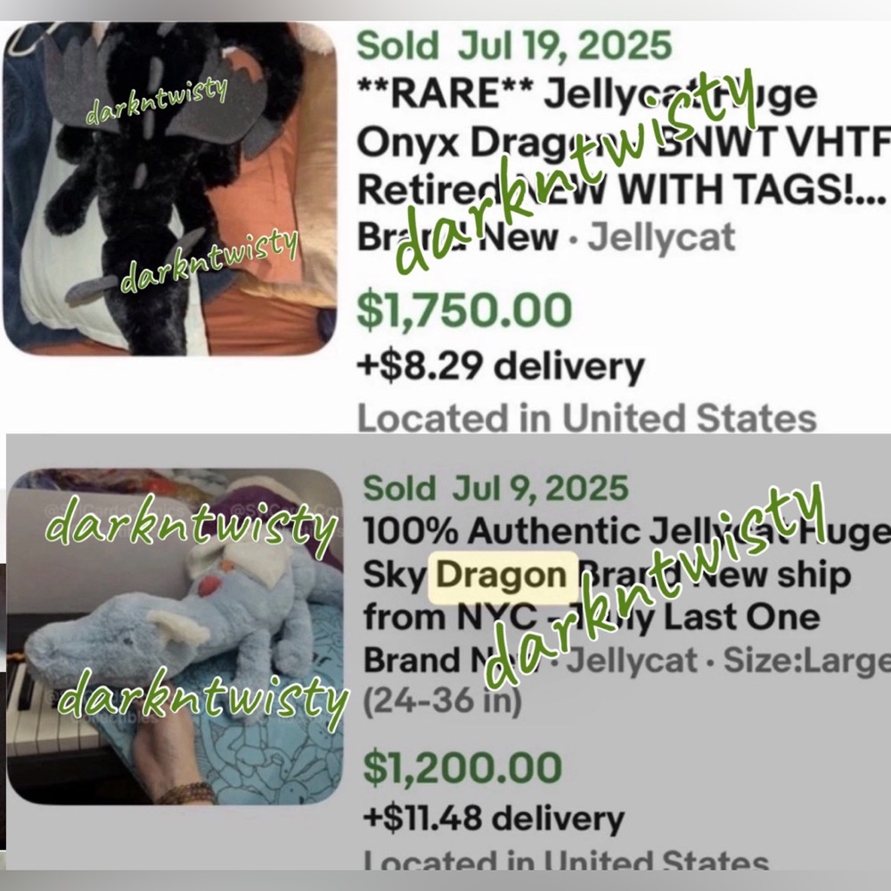 RETIRED FIRST EDITION ORIGINAL BNWT JELLYCAT SAGE DRAGON Large/med 20”-27” apprx - Picture 11 of 12